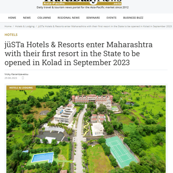 jüSTa Hotels Resorts First Resort in Maharashtra is Now Open in Kolad Featured in Traveldailynews